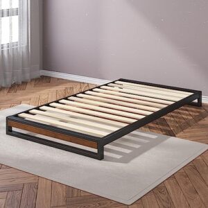 ZINUS GOOD DESIGN Award Winner Suzanne 6 Inch Bamboo and Metal Platforma Bed Frame, No Box Spring Needed, Wood Slat Support, Chestnut Brown, Twin