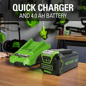 Greenworks 40V 16" Cordless Electric Lawn Mower + 40V (300W) Power Inverter, 4.0Ah Battery and Charger Included