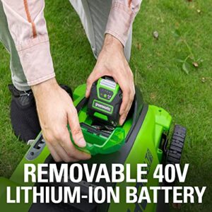 Greenworks 40V 16" Cordless Electric Lawn Mower + 40V (300W) Power Inverter, 4.0Ah Battery and Charger Included