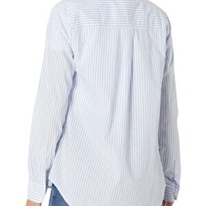 Amazon Essentials Women's Classic-Fit Long-Sleeve Button-Down Poplin Shirt, French Blue Stripe, X-Large