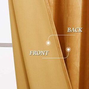 RYB HOME Velvet Curtains 84 inches - Super Soft Home Decor Room Darkening Curtains for Living Room, Thermal Insulated Velvet Drapes for Bedroom Theatre Decoration, W52 x L84 inch, Marigold, 2 Pcs