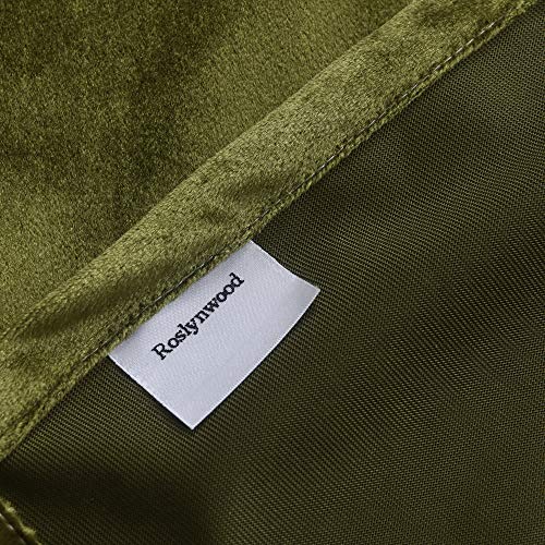 Roslyn Blackout Soft Luxury Velvet Olive Green Curtains Panels for Bedroom - Window Treatment Thermal Insulated Solid Grommet Blackout Drapes for Living Room,52Wx84L(2 Panels)