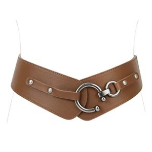 jasgood women's fashion vintage wide elastic stretch waist belt with interlock buckle halloween belt