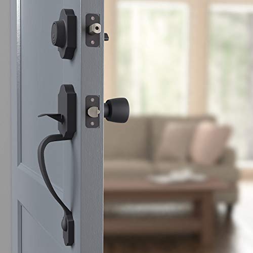 Amazon Basics Handleset with Tulip Knob - Single Cylinder - Matte Black