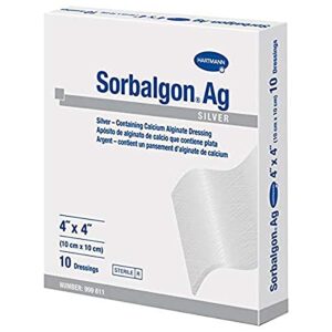 hartmann sorbalgon silver calcium alginate dressing, 4" x 4", pack of 10