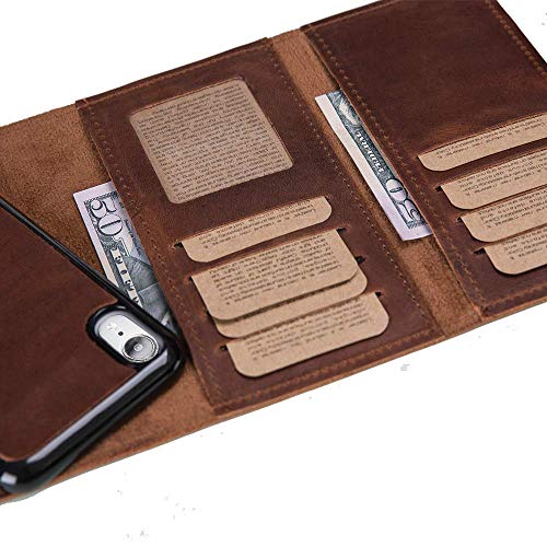 Brown Leather iPhone XR Magnetic Detachable Wallet Case, Customized Full Grain Leather Cover For iPhone XR, Wireless Charging, Laser Engrave