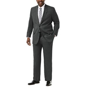 haggar men's big and tall j.m premium stretch classic fit 2-button coat, medium grey, 50l with plain front pant, medium grey, 60wx32l