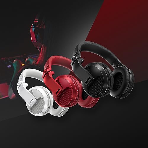 Pioneer DJ HDJ-X5BT-R - Closed-back, Bluetooth-compatible, Circumaural DJ Headphones with 40mm Drivers, 5Hz-30kHz Frequency Range, Detachable Cable, and Carry Pouch - Red