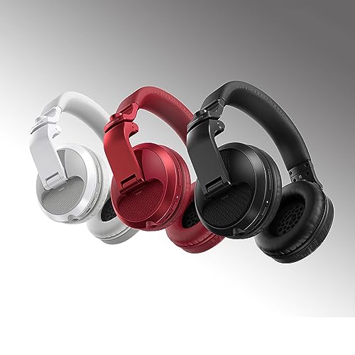 Pioneer DJ HDJ-X5BT-R - Closed-back, Bluetooth-compatible, Circumaural DJ Headphones with 40mm Drivers, 5Hz-30kHz Frequency Range, Detachable Cable, and Carry Pouch - Red