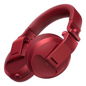 pioneer dj hdj-x5bt-r - closed-back, bluetooth-compatible, circumaural dj headphones with 40mm drivers, 5hz-30khz frequency range, detachable cable, and carry pouch - red