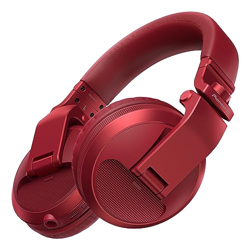 Pioneer DJ HDJ-X5BT-R - Closed-back, Bluetooth-compatible, Circumaural DJ Headphones with 40mm Drivers, 5Hz-30kHz Frequency Range, Detachable Cable, and Carry Pouch - Red