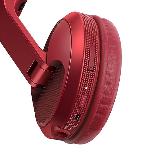 Pioneer DJ HDJ-X5BT-R - Closed-back, Bluetooth-compatible, Circumaural DJ Headphones with 40mm Drivers, 5Hz-30kHz Frequency Range, Detachable Cable, and Carry Pouch - Red