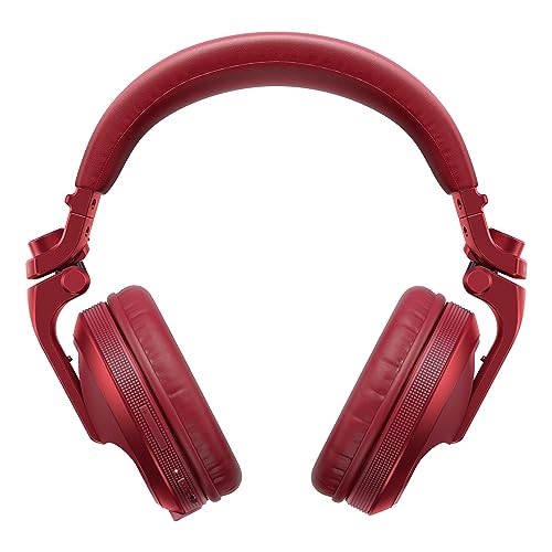 Pioneer DJ HDJ-X5BT-R - Closed-back, Bluetooth-compatible, Circumaural DJ Headphones with 40mm Drivers, 5Hz-30kHz Frequency Range, Detachable Cable, and Carry Pouch - Red