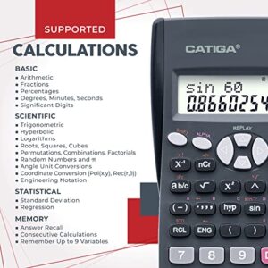 Scientific Calculator 2 Line - for Math (Algebra and Trigonometry), Science, Statistics, Engineering, Physics, Business Class, Over 200 Functions, with Memory and Replay Function