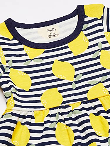 Touched by Nature baby girls Organic Cotton Short-sleeve and Long-sleeve Dresses Playwear Dress, Toddler Lemons Short Sleeve, 2T US