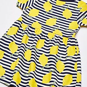 Touched by Nature baby girls Organic Cotton Short-sleeve and Long-sleeve Dresses Playwear Dress, Toddler Lemons Short Sleeve, 2T US