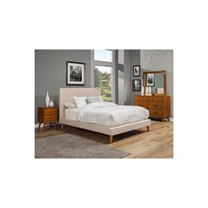 benjara benzara wooden california king size platform bed, beige,