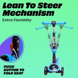 Kick Scooters for Kids Ages 3-5 (Suitable for 2-12 Year Old) Adjustable Height Foldable Scooter Removable Seat, 3 LED Light Wheels, Rear Brake, Wide Standing Board, Outdoor Activities for Boys/Girls