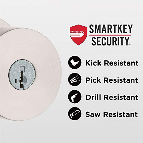 Kwikset Pismo Keyed Entry Door Knob Featuring SmartKey Security, Round, Satin Nickel