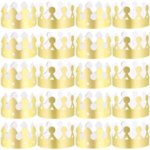 locolo 30 pieces gold paper party crowns (2 style), paper crown for birthday party baby shower photo props