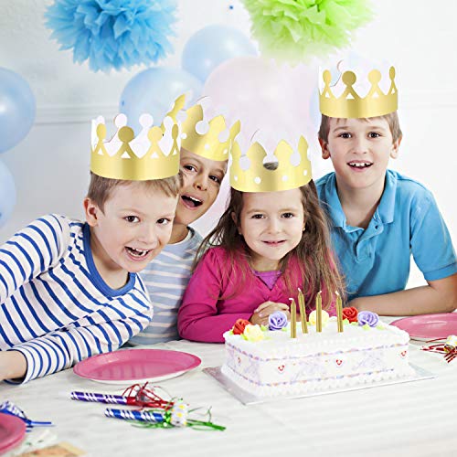 LOCOLO 30 Pieces Gold Paper Party Crowns (2 Style), Paper Crown for Birthday Party Baby Shower Photo Props