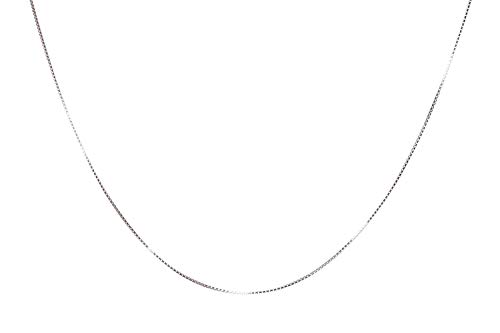 NAG.HC 925 Sterling Silver 0.8MM Box Chain Necklace for women - Available in 18K Gold or Silver or White Gold - Dainty&Thin&Strong&Add charm(18",silver)