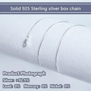 NAG.HC 925 Sterling Silver 0.8MM Box Chain Necklace for women - Available in 18K Gold or Silver or White Gold - Dainty&Thin&Strong&Add charm(18",silver)