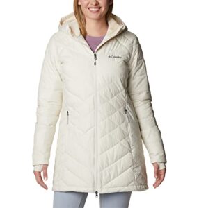 columbia women's heavenly long hooded jacket, chalk, medium