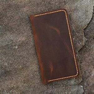 Distressed vintage brown leather iPhone14 13 12 11 Pro Max wallet case/real leather iPhone XR XS Max Wallet Case -IP005W