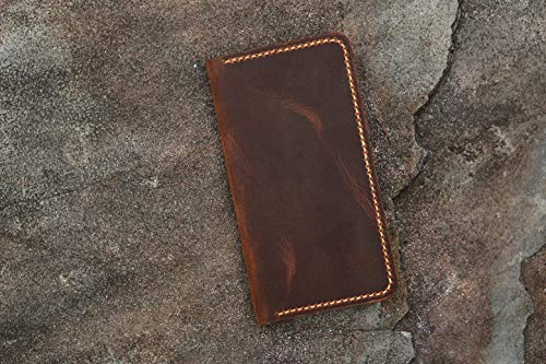 Distressed vintage brown leather iPhone14 13 12 11 Pro Max wallet case/real leather iPhone XR XS Max Wallet Case -IP005W