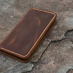 Distressed vintage brown leather iPhone14 13 12 11 Pro Max wallet case/real leather iPhone XR XS Max Wallet Case -IP005W