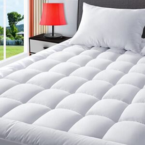 texartist california king mattress pad cooling quilted mattress cover cotton pillow top mattress protector fitted 8-21” deep pocket breathable soft mattress topper