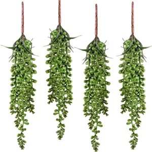 meiliy 4pcs artificial succulent plants hanging succulent plants faux succulents unpotted branch string of pearls plant for home kitchen office wedding garden craft art indoor decor