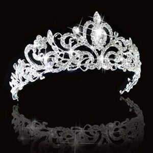 snowh crystal crowns and tiaras princess wedding crown rhinestone birthday tiara pageant headband bridal hair headpieces for women and girls silver