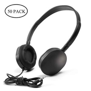 Kaysent Wholesale Bulk Low Cost Earphone Earbuds Headphones (KHP-50) 50 Pack Wholesale Headphone for School,Airplane,Hospital,Students,Kids and Adults