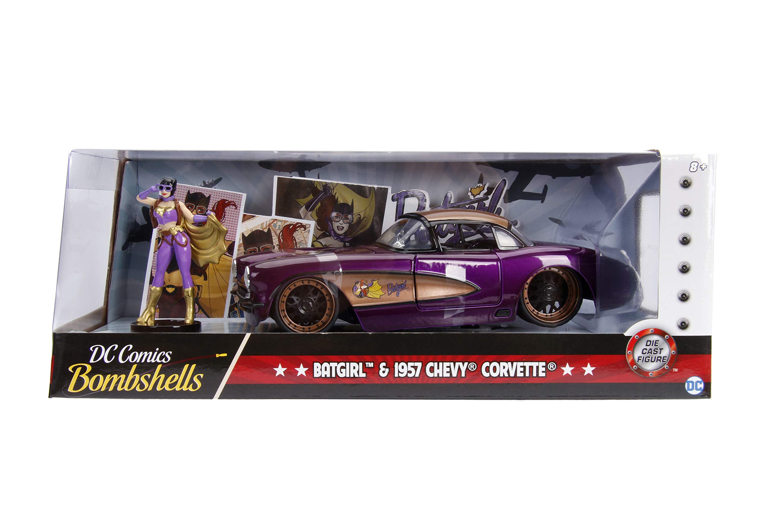 Jada Toys 1: 24 1957 Chevy Corvette W/Batgirl Figure (Blue)