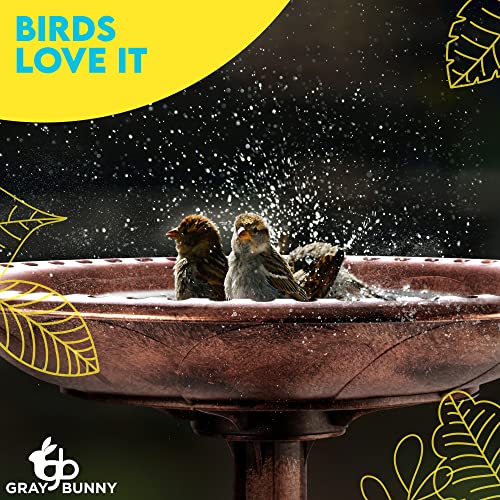 Gray Bunny 29" Bird Baths for Outdoors, Tall Bird Bath, Stylish Design with Steel Ground Anchors for Lawn, Patio or Garden - Bronze