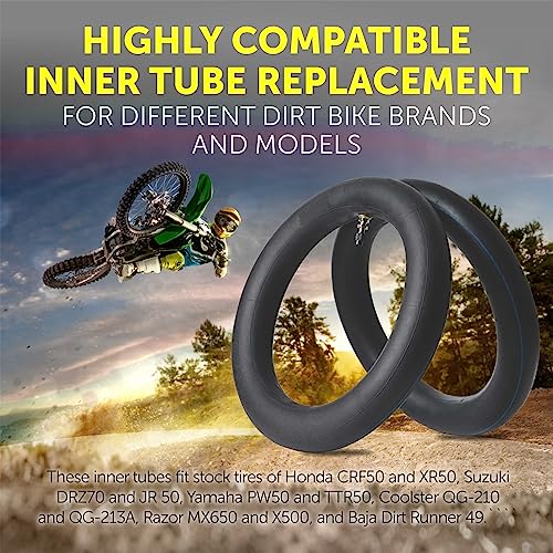 AR-PRO (2-Pack) 2.50/2.75-10 Dirt Bike Replacement Inner Tubes Heavy Duty|Compatible with Honda Crf50 /Xr50, Razor MX650 / MX500, Suzuki DRZ70 / JR50, Yamaha PW50