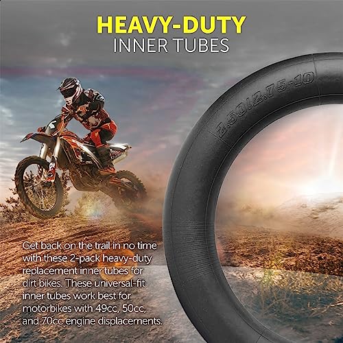 AR-PRO (2-Pack) 2.50/2.75-10 Dirt Bike Replacement Inner Tubes Heavy Duty|Compatible with Honda Crf50 /Xr50, Razor MX650 / MX500, Suzuki DRZ70 / JR50, Yamaha PW50