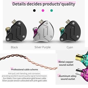 KZ ZSN Earphone with 1BA and 1DD, KZ High Fidelity in Ear Earbuds High Resolution in Ear Monitor Headphone 0.75mm 2 pin Cable, Noise Cancelling KZ Headphone (Cyan, with Mic)