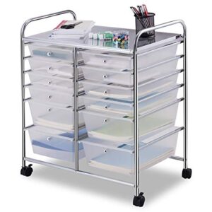 giantex 12 drawer rolling storage cart tools scrapbook paper office school organizer (white)