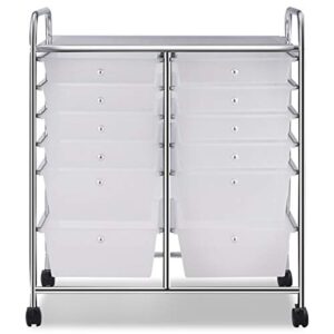 Giantex 12 Drawer Rolling Storage Cart Tools Scrapbook Paper Office School Organizer (White)