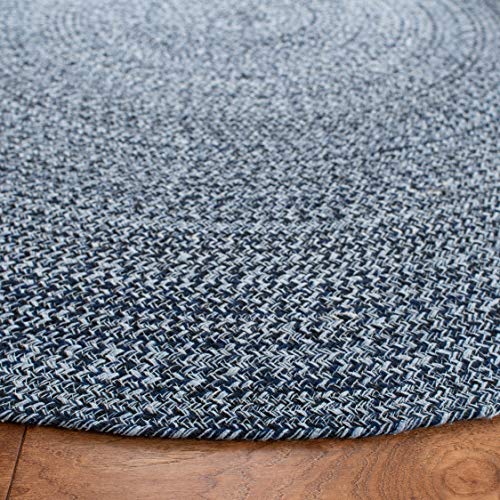 SAFAVIEH Braided Collection 4' Round Navy/Ivory BRD701N Handmade Country Cottage Reversible Cotton Area Rug