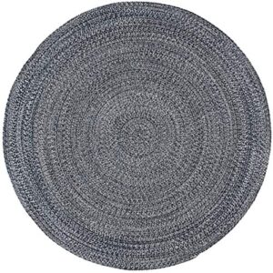 SAFAVIEH Braided Collection 4' Round Navy/Ivory BRD701N Handmade Country Cottage Reversible Cotton Area Rug