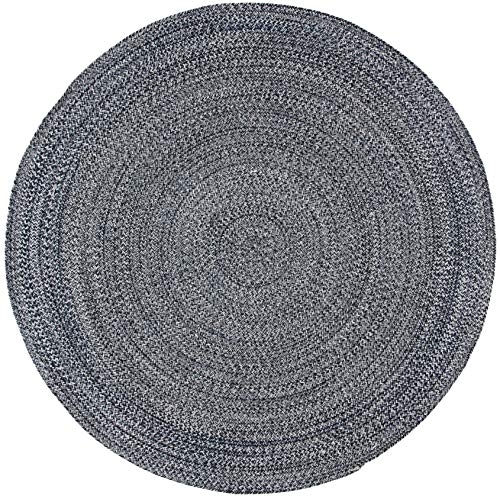 SAFAVIEH Braided Collection 4' Round Navy/Ivory BRD701N Handmade Country Cottage Reversible Cotton Area Rug