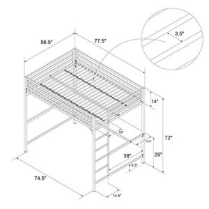 DHP Miles Metal Full Loft Bed with Desk, Silver