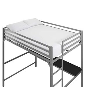 DHP Miles Metal Full Loft Bed with Desk, Silver