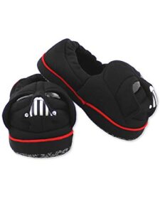 josmo kids star wars darth vader toddler boy's plush a-line slippers with 3d head (11-12 m us little kid, black)