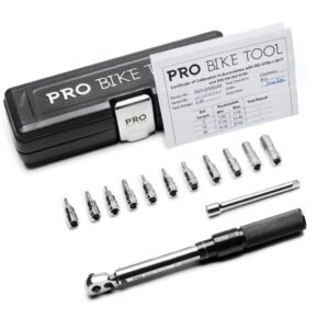 PRO BIKE TOOL 1/4 Inch Drive Click Bicycle Torque Wrench Set – 2 to 20 Nm – Maintenance Kit for Road & Mountain Bikes - Includes Allen & Torx Sockets, Extension Bar & Storage Box