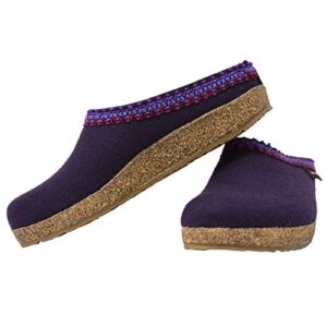 HAFLINGER Unisex Grizzly Zig Zag Wool Clogs, Eggplant, 42EU